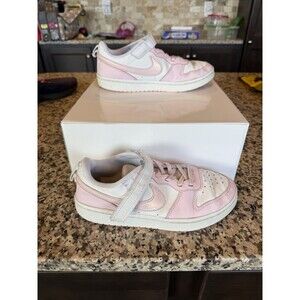 2 Pair Pink/Blue-Nike Court Borough Low 2 Kids Sneakers Hook & Loop Trainers 3Y